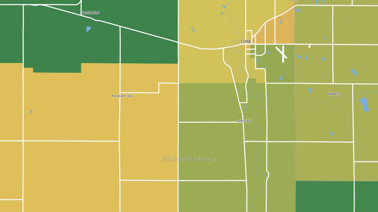 Saline County, NE Map of Vehicle Theft Rates