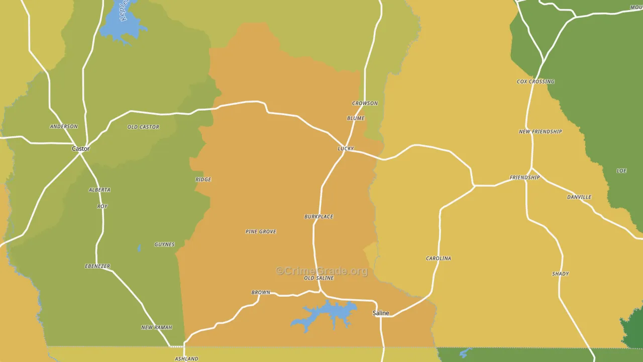 Saline, LA Map of Vehicle Theft Rates