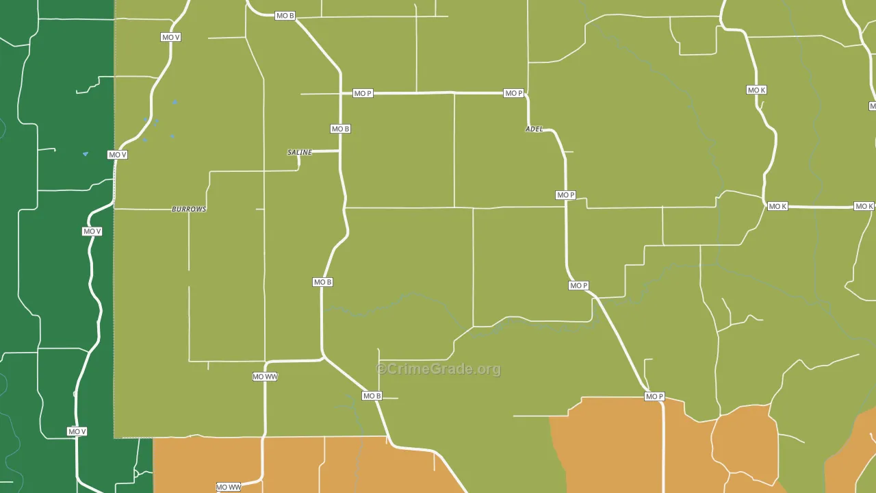 Saline, MO Map of Vehicle Theft Rates