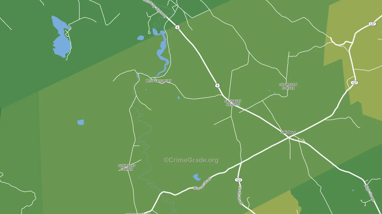 Salisbury Heights, NH Map of Vehicle Theft Rates