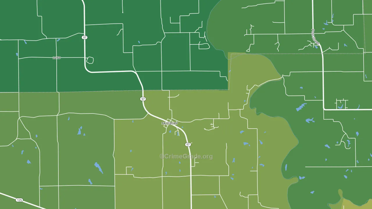 Salisbury, IL Map of Vehicle Theft Rates