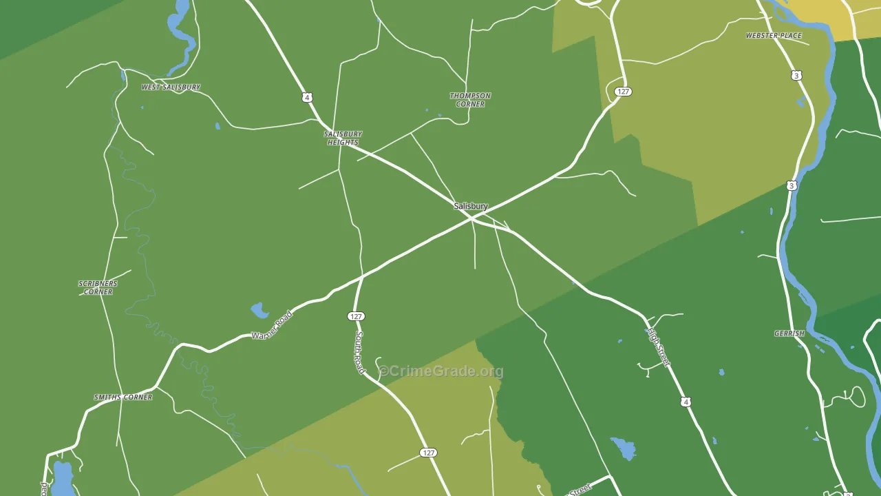Salisbury, NH Map of Vehicle Theft Rates