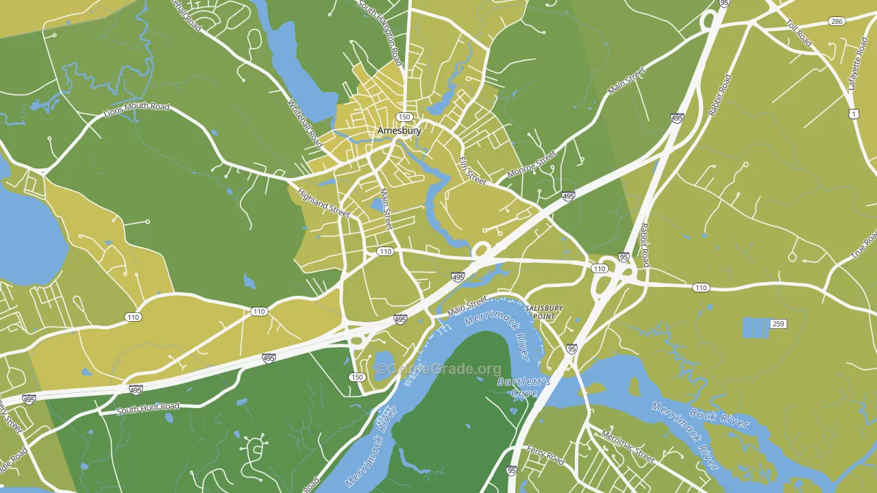 Salisbury Point, Amesbury Town, MA Map of Vehicle Theft Rates