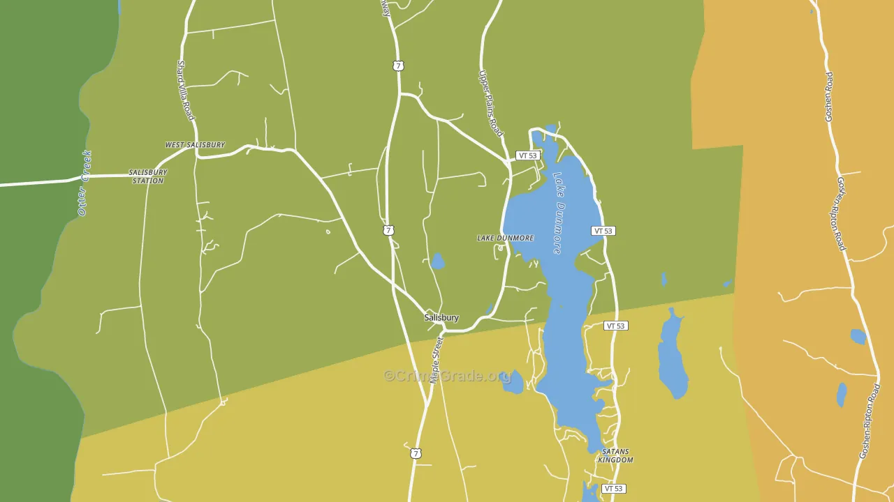 Salisbury, VT Map of Vehicle Theft Rates