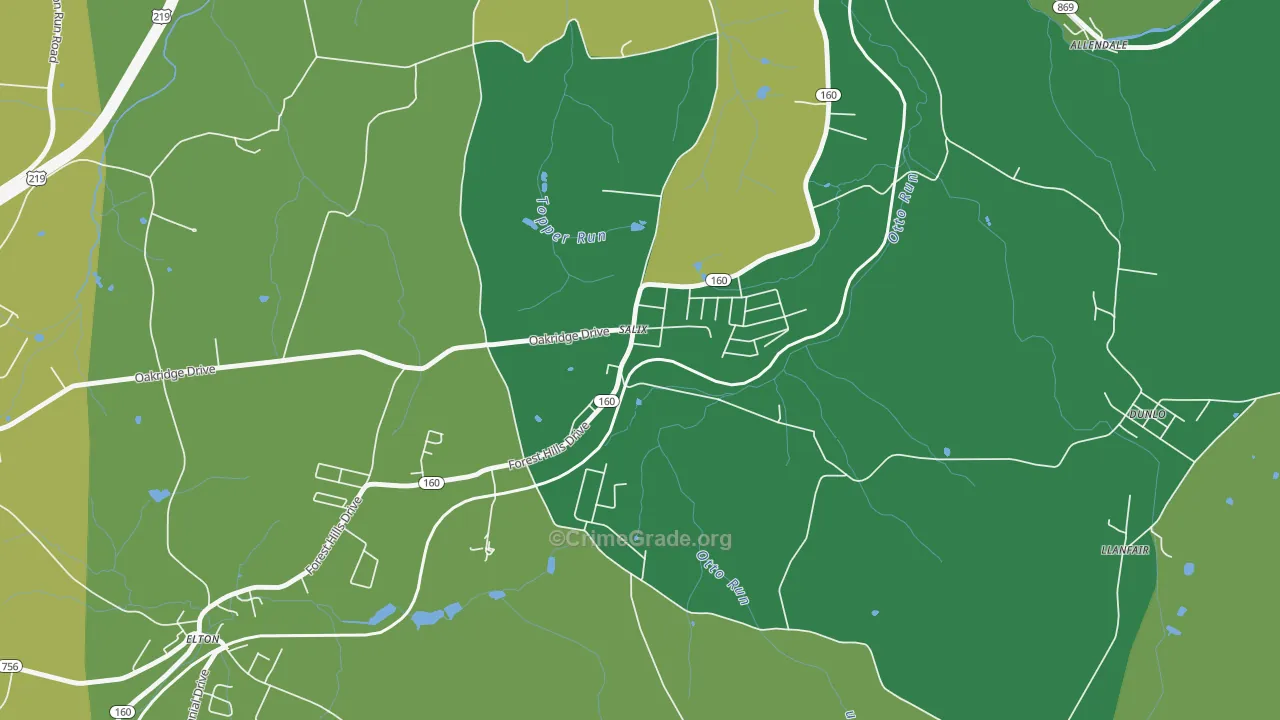 Salix, PA Map of Vehicle Theft Rates