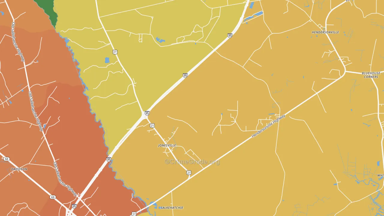 Salkehatchie, SC Map of Vehicle Theft Rates