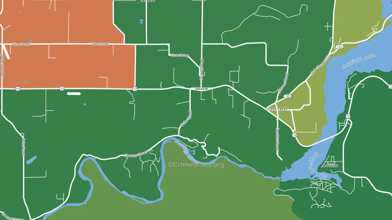 Salkum, WA Map of Vehicle Theft Rates
