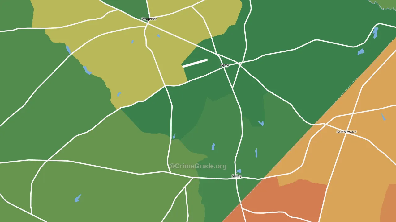 Salley, SC Map of Vehicle Theft Rates