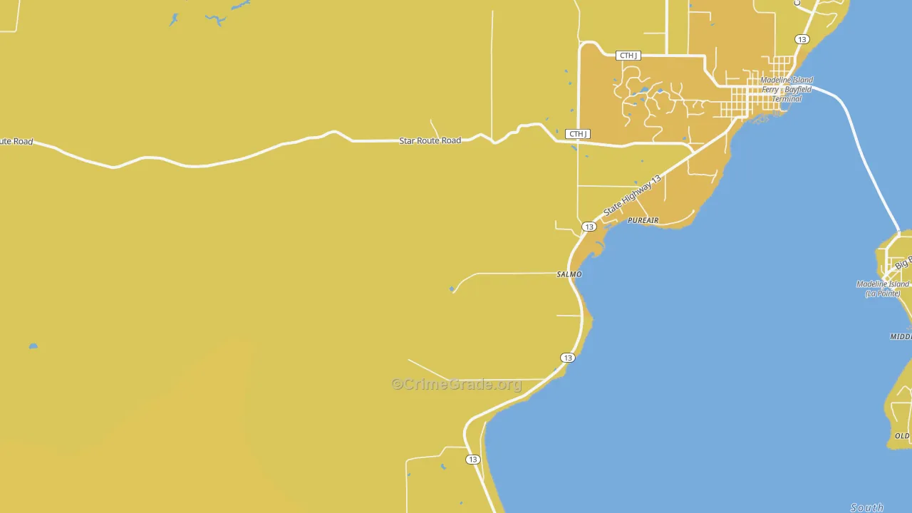 Salmo, WI Map of Vehicle Theft Rates