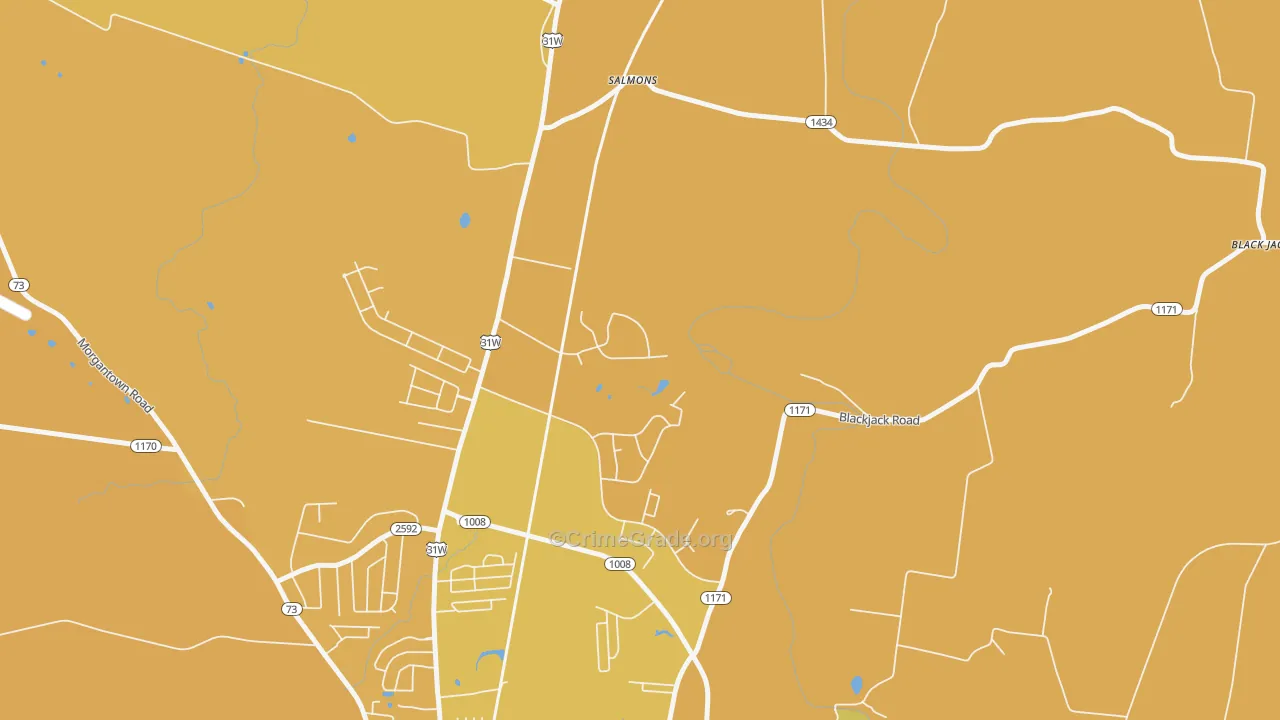 Salmon, KY Map of Vehicle Theft Rates