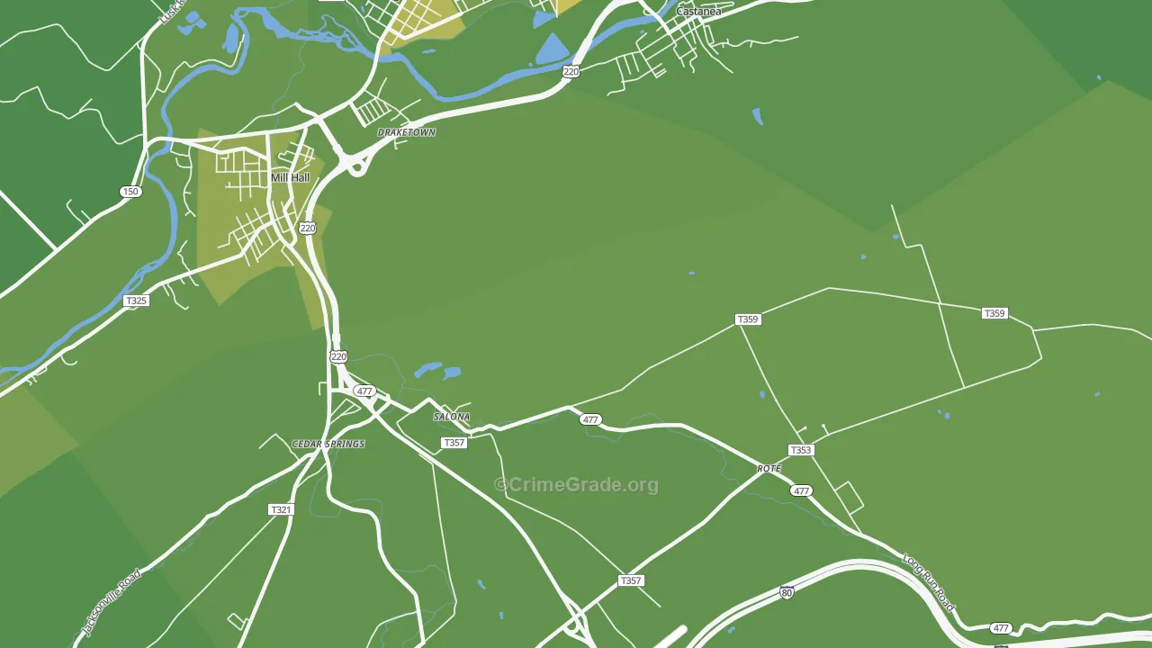 Salona, PA Map of Vehicle Theft Rates