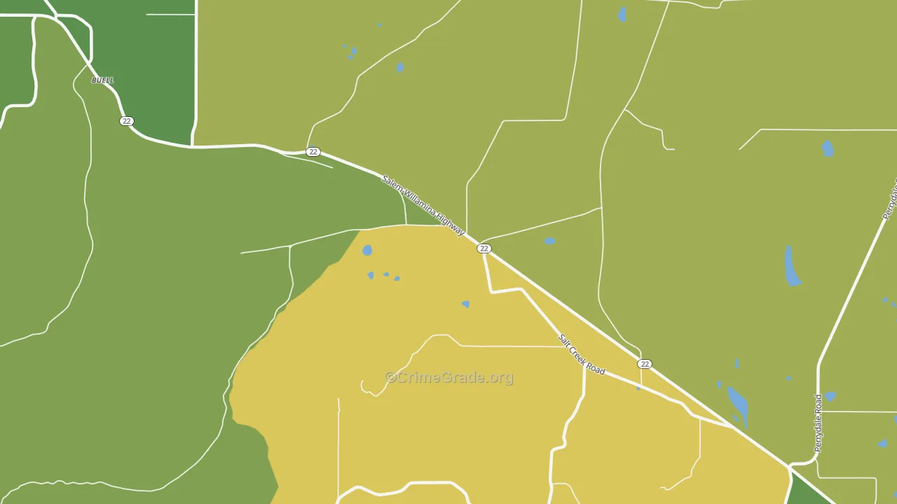 Salt Creek, OR Map of Vehicle Theft Rates