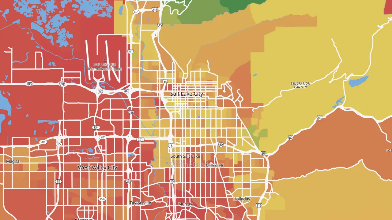 Salt Lake City, UT Map of Vehicle Theft Rates