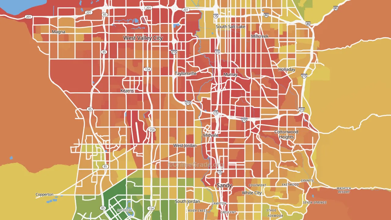 Salt Lake County, UT Map of Vehicle Theft Rates