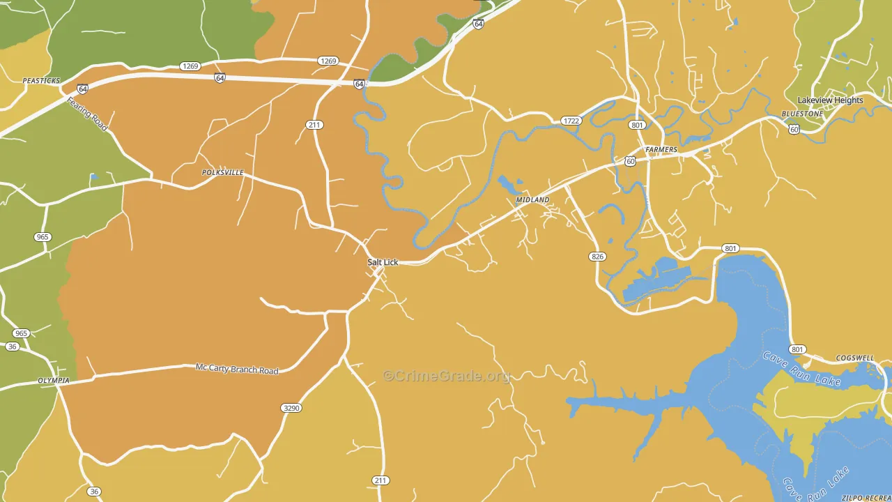 Salt Lick, KY Map of Vehicle Theft Rates