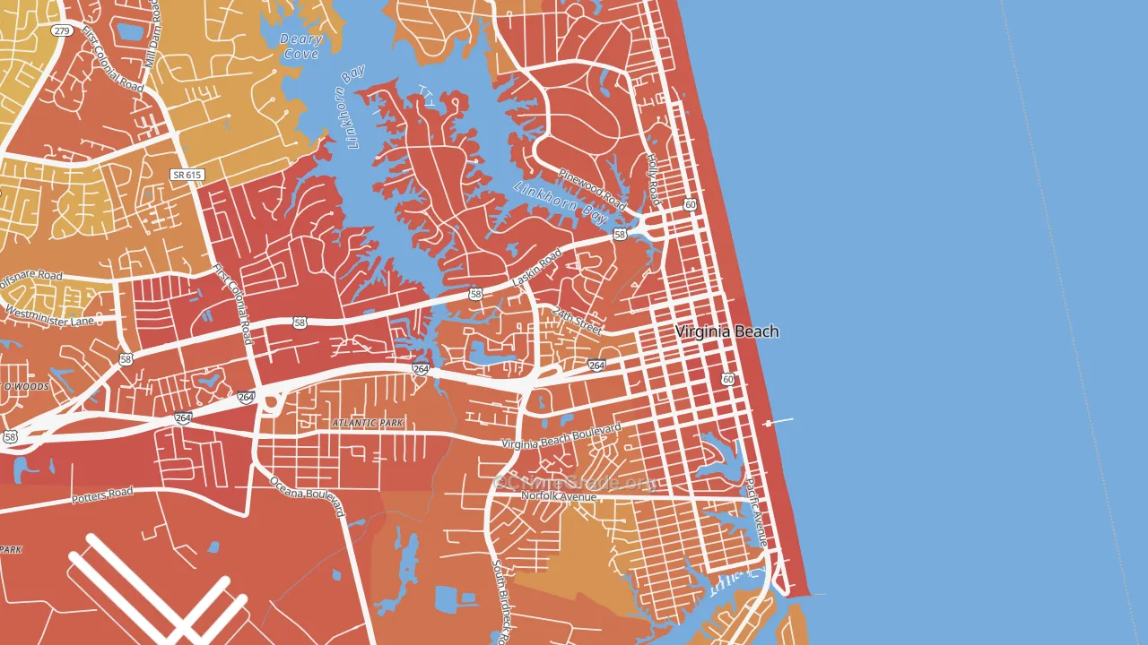 Salt Meadow Bay, Virginia Beach, VA Map of Vehicle Theft Rates