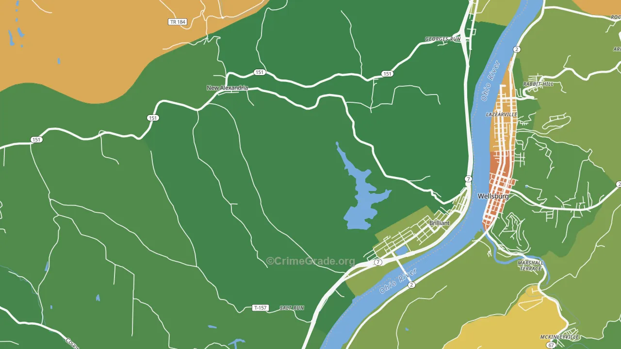 Salt Run, OH Map of Vehicle Theft Rates