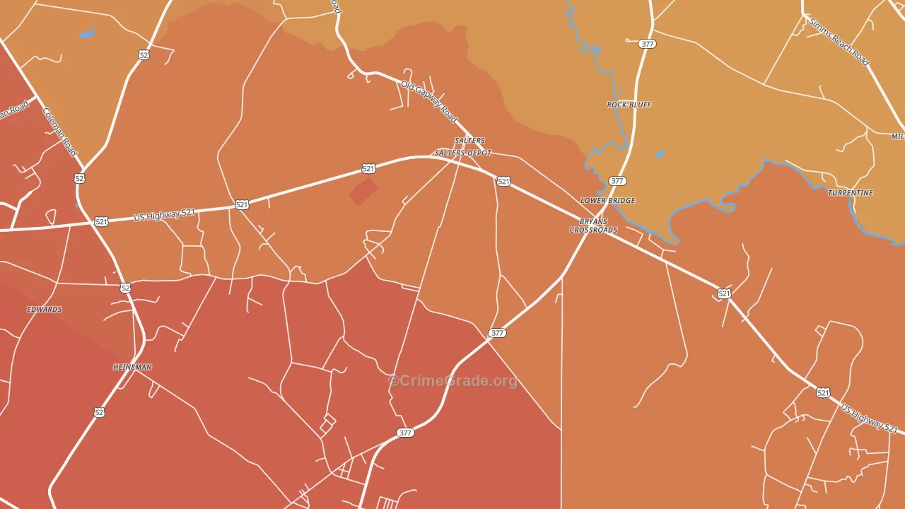 Salters, SC Map of Vehicle Theft Rates
