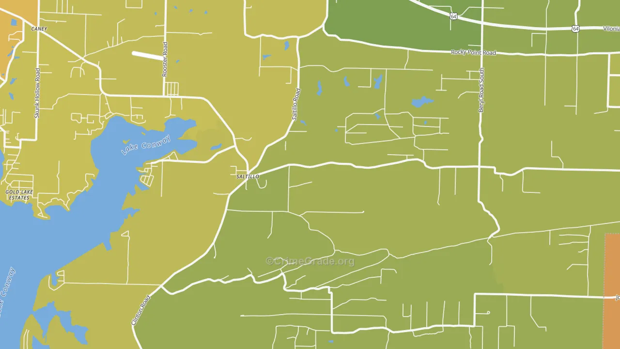 Saltillo, AR Map of Vehicle Theft Rates