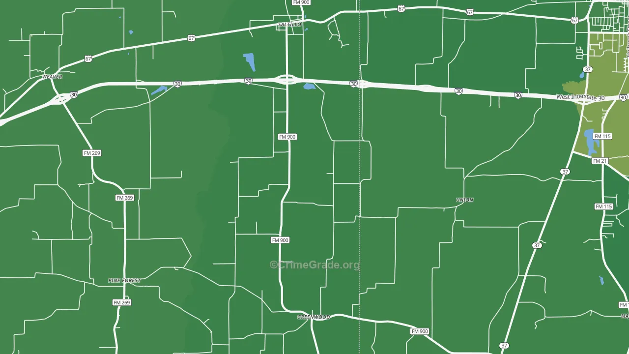 Saltillo, TX Map of Vehicle Theft Rates