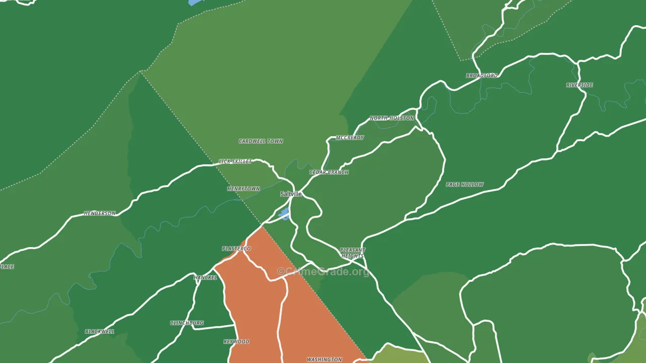 Saltville, VA Map of Vehicle Theft Rates