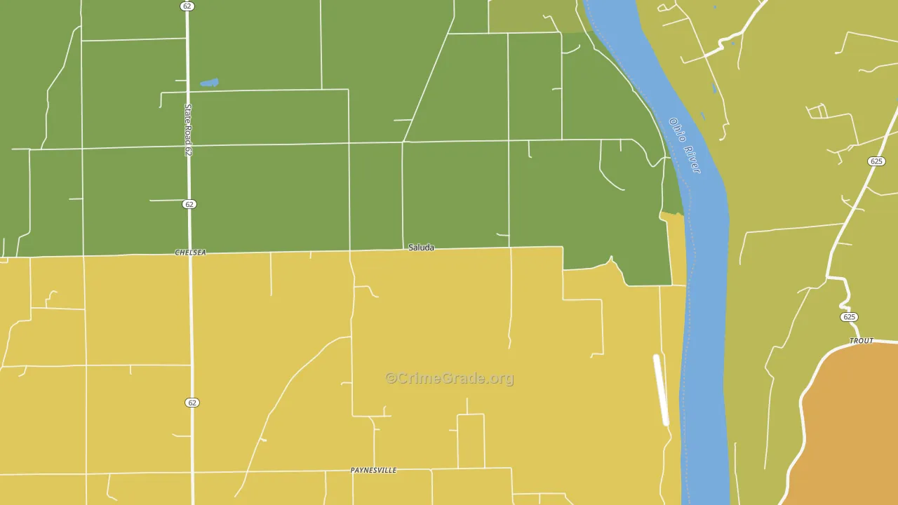 Saluda, IN Map of Vehicle Theft Rates