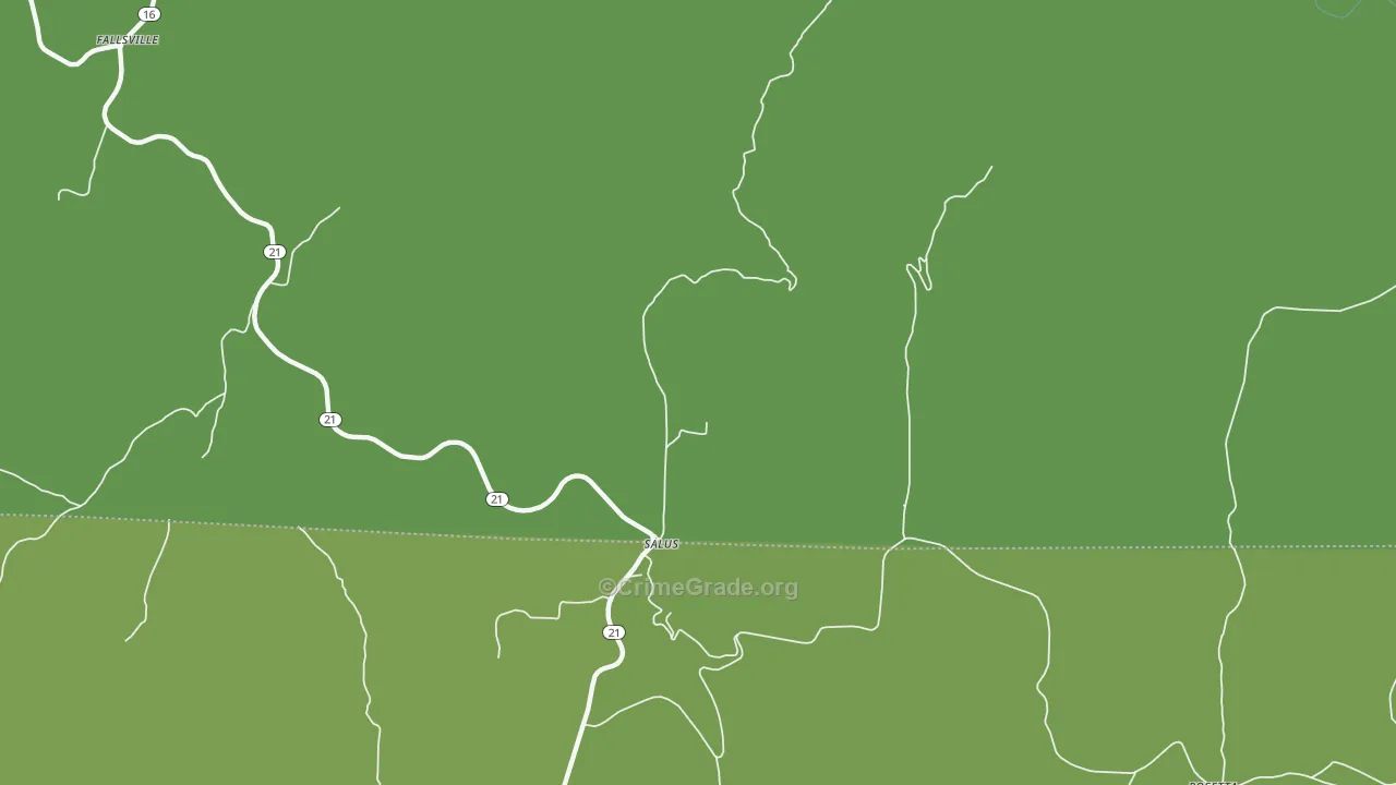 Salus, AR Map of Vehicle Theft Rates