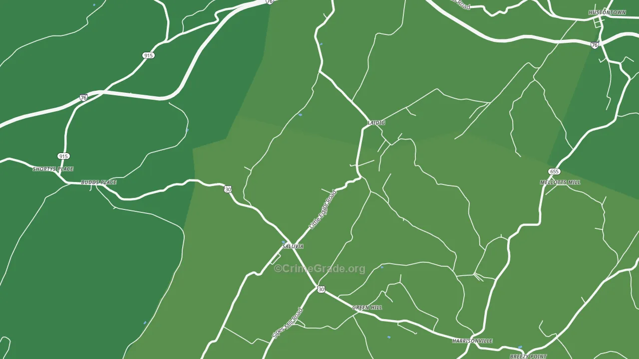 Saluvia, PA Map of Vehicle Theft Rates