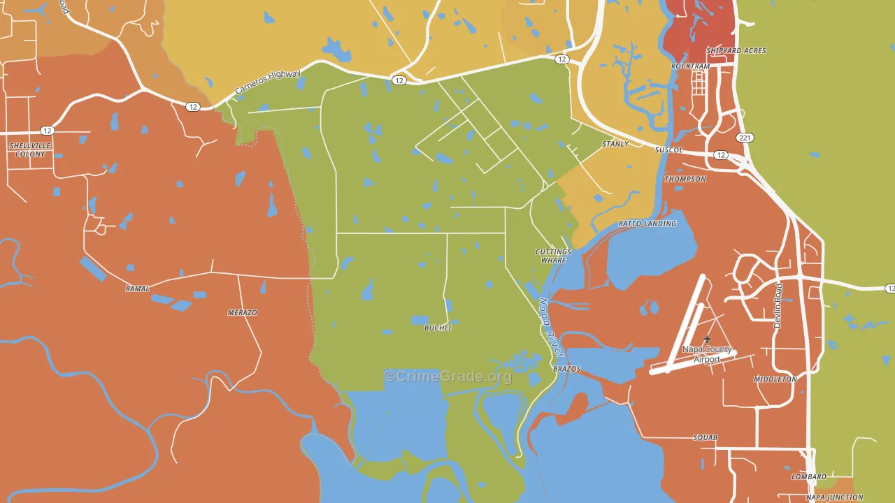 Salvador, CA Map of Vehicle Theft Rates