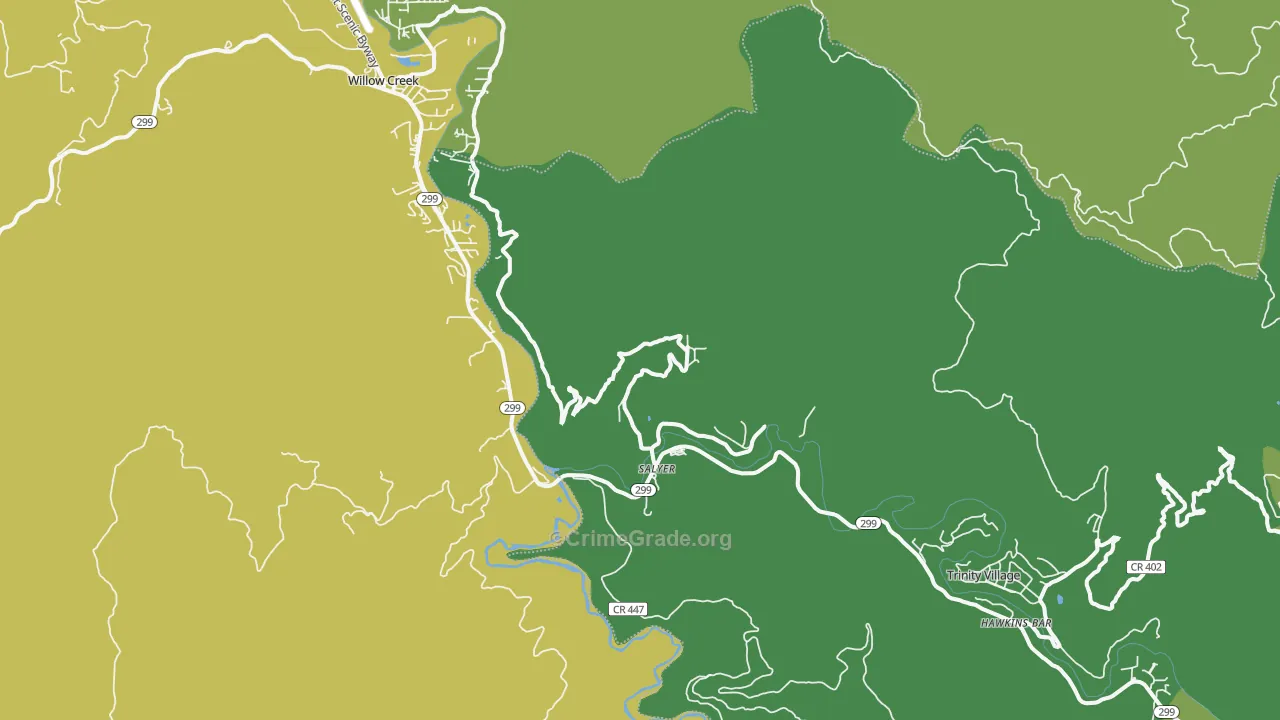 Salyer, CA Map of Vehicle Theft Rates