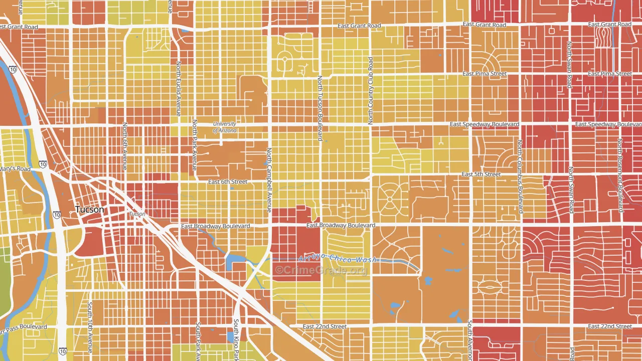 Sam Hughes, Tucson, AZ Map of Vehicle Theft Rates