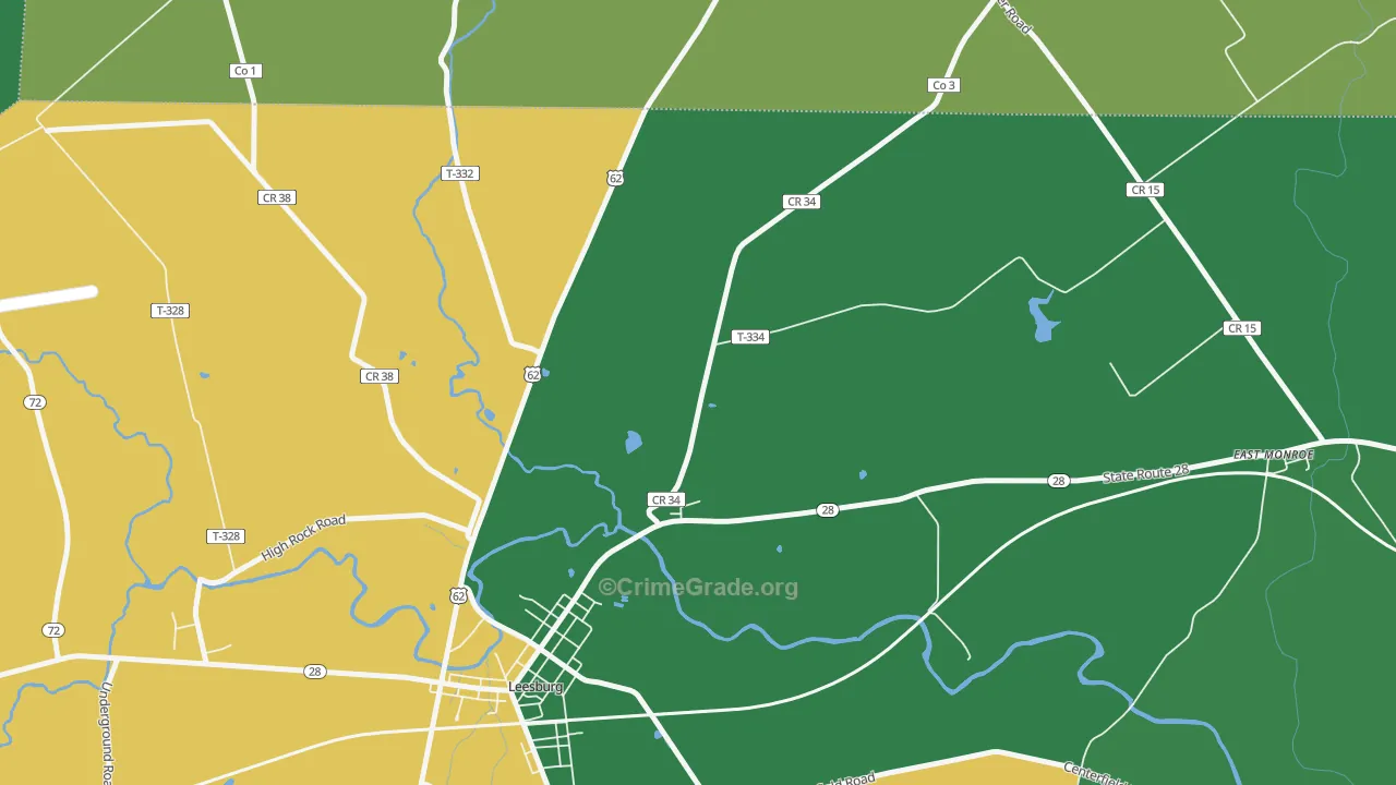 Samantha, OH Map of Vehicle Theft Rates