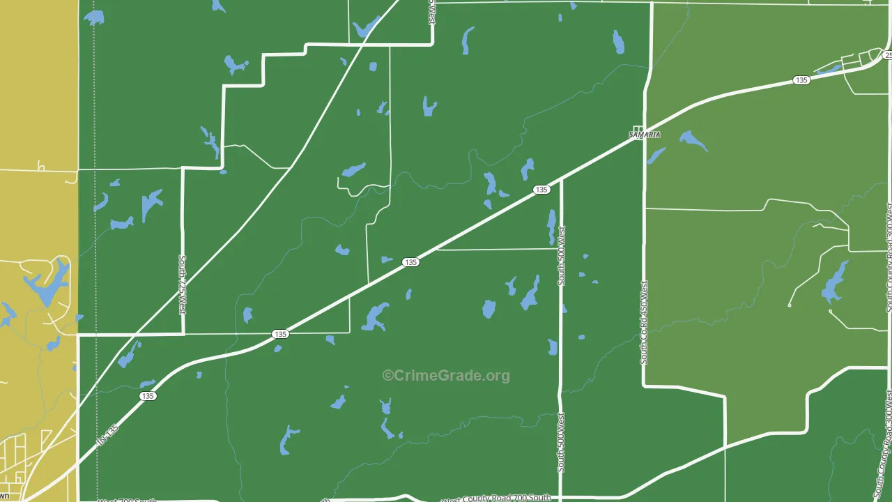 Samaria, IN Map of Vehicle Theft Rates