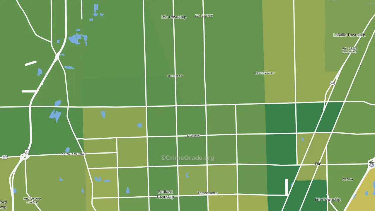 Samaria, MI Map of Vehicle Theft Rates