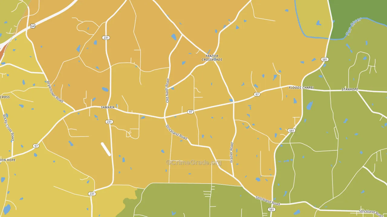 Samaria, NC Map of Vehicle Theft Rates