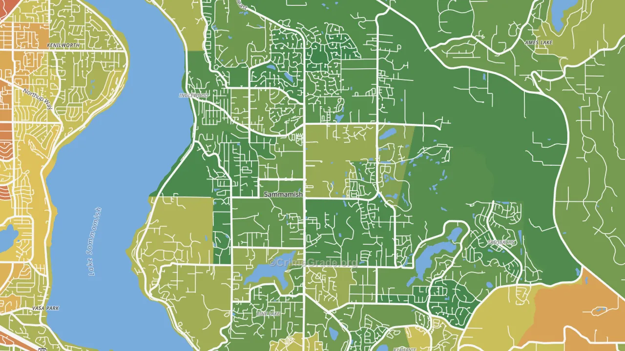 Sammamish, WA Map of Vehicle Theft Rates