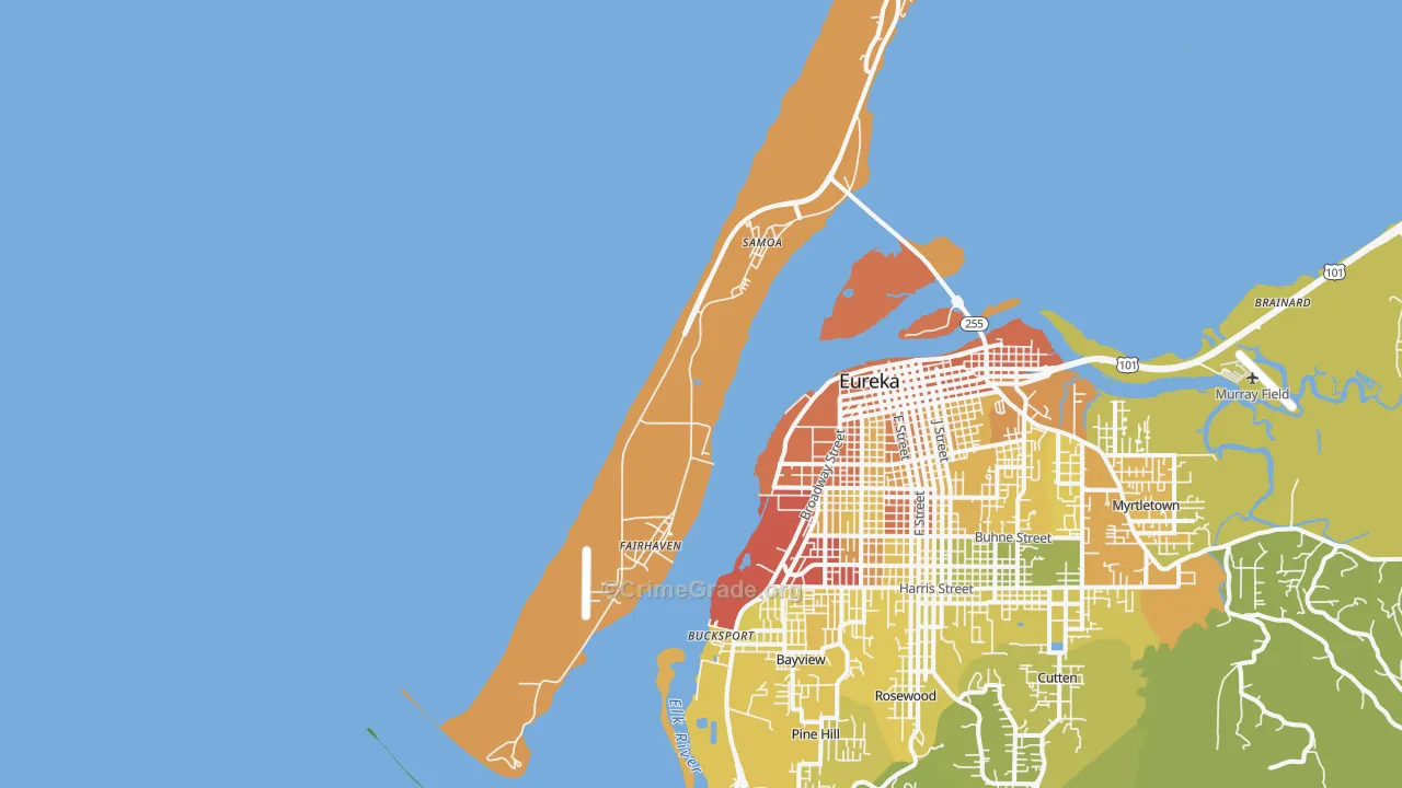 Samoa, CA Map of Vehicle Theft Rates