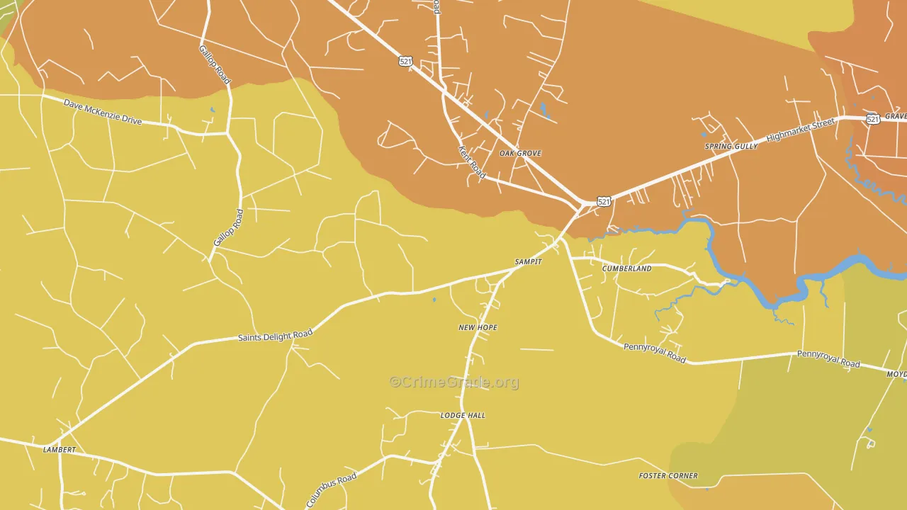 Sampit, SC Map of Vehicle Theft Rates