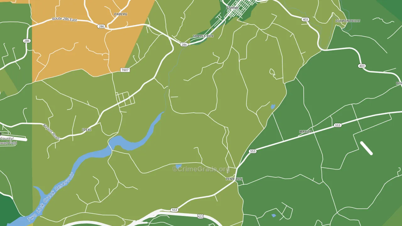 Sample Run, PA Map of Vehicle Theft Rates