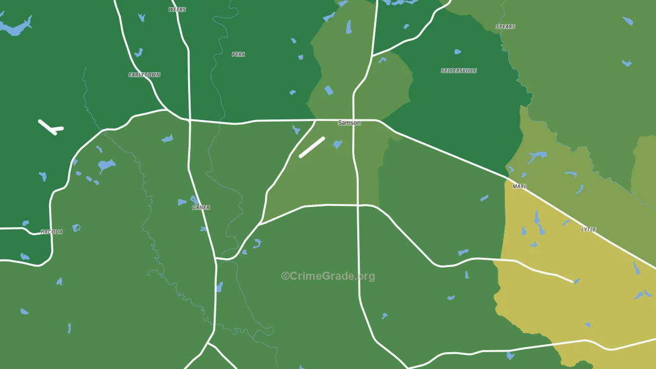 Samson, AL Map of Vehicle Theft Rates