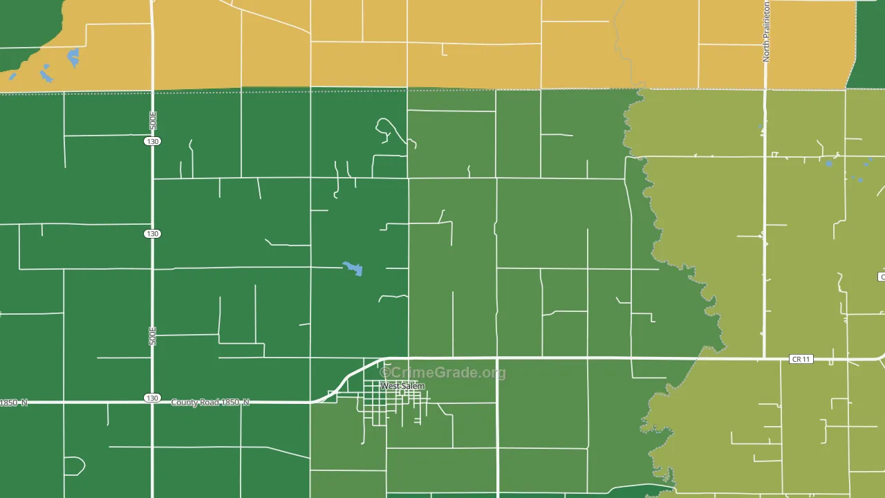Samsville, IL Map of Vehicle Theft Rates