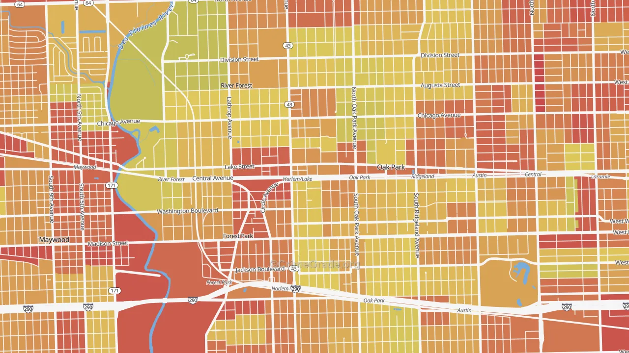 Samuel A Rothermel, Oak Park, IL Map of Vehicle Theft Rates