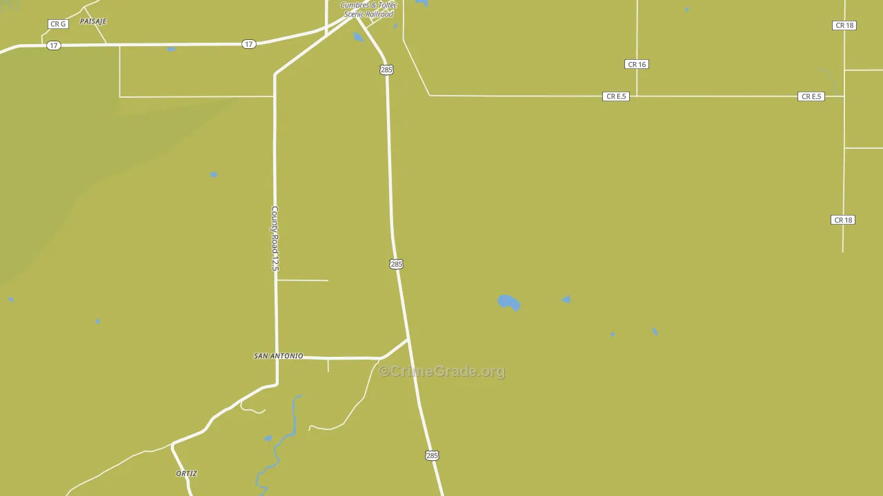 San Antonio, CO Map of Vehicle Theft Rates