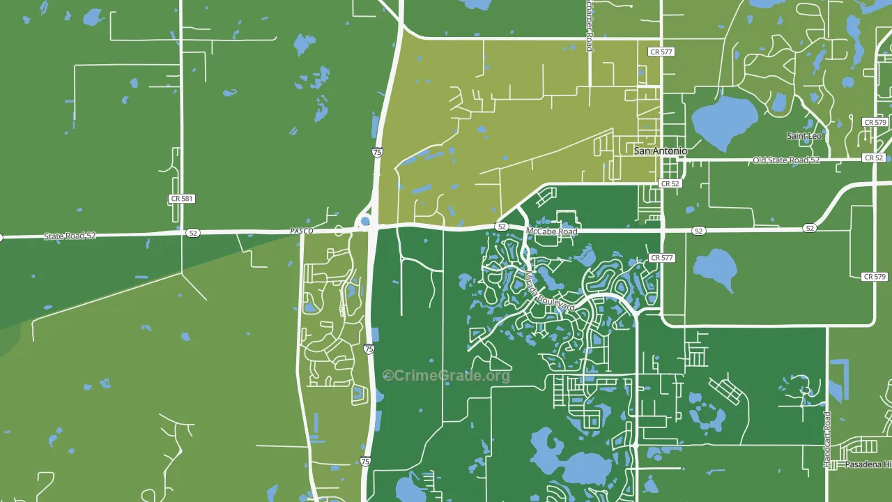 San Antonio, FL Map of Vehicle Theft Rates