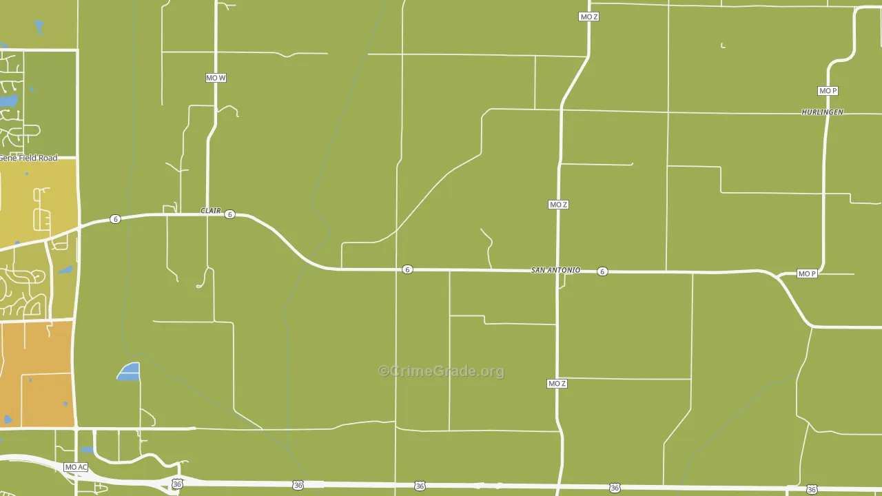 San Antonio, MO Map of Vehicle Theft Rates