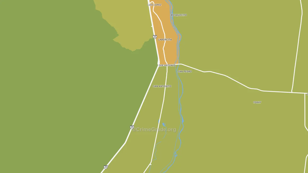 San Antonio, NM Map of Vehicle Theft Rates