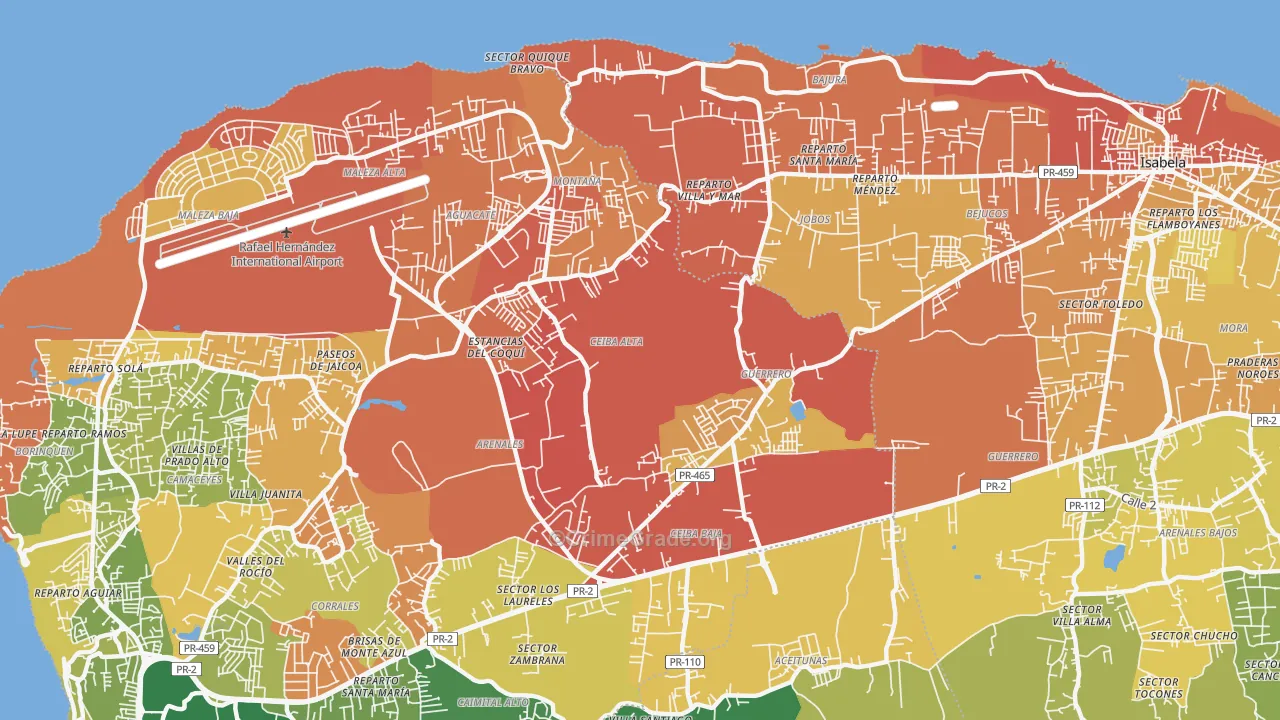 San Antonio, PR Map of Vehicle Theft Rates