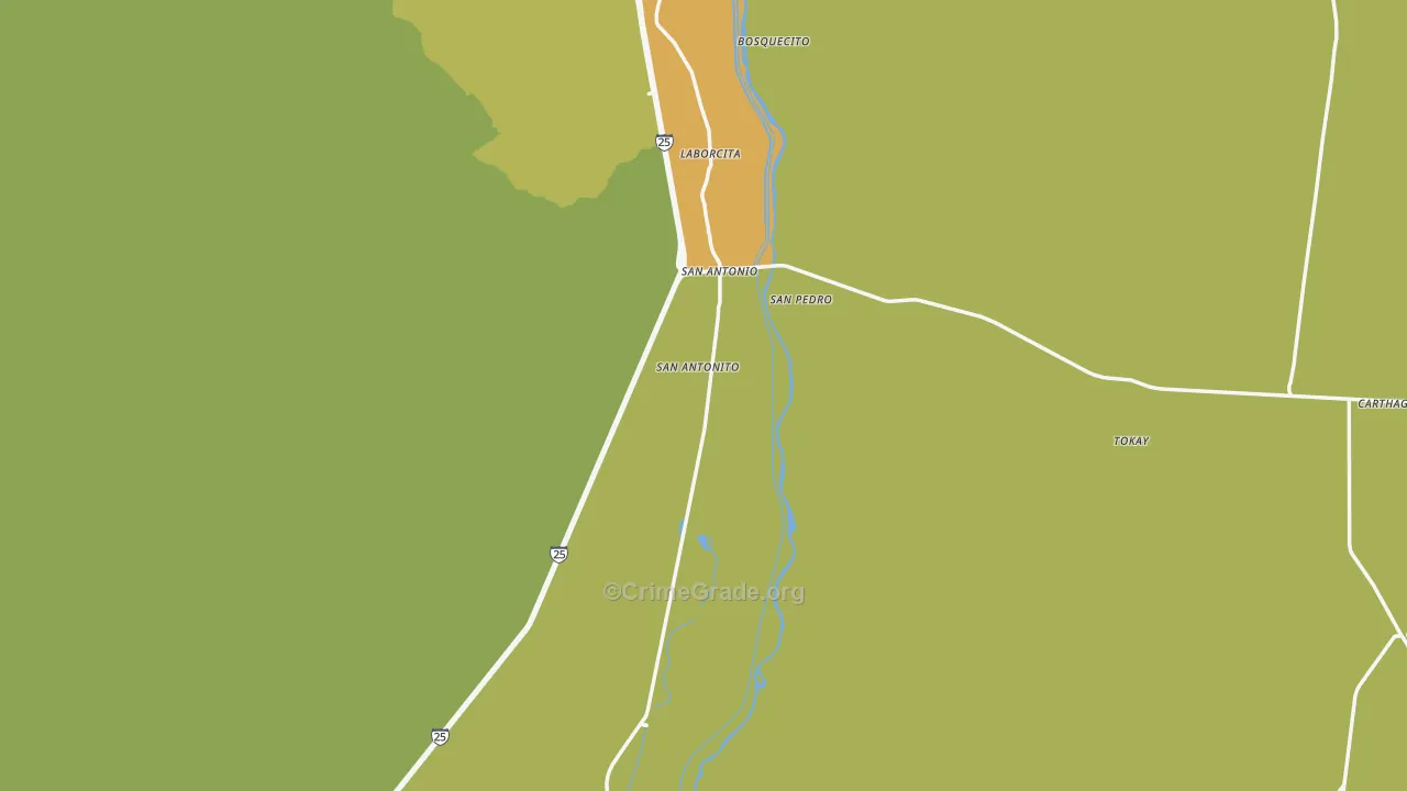 San Antonito, NM Map of Vehicle Theft Rates