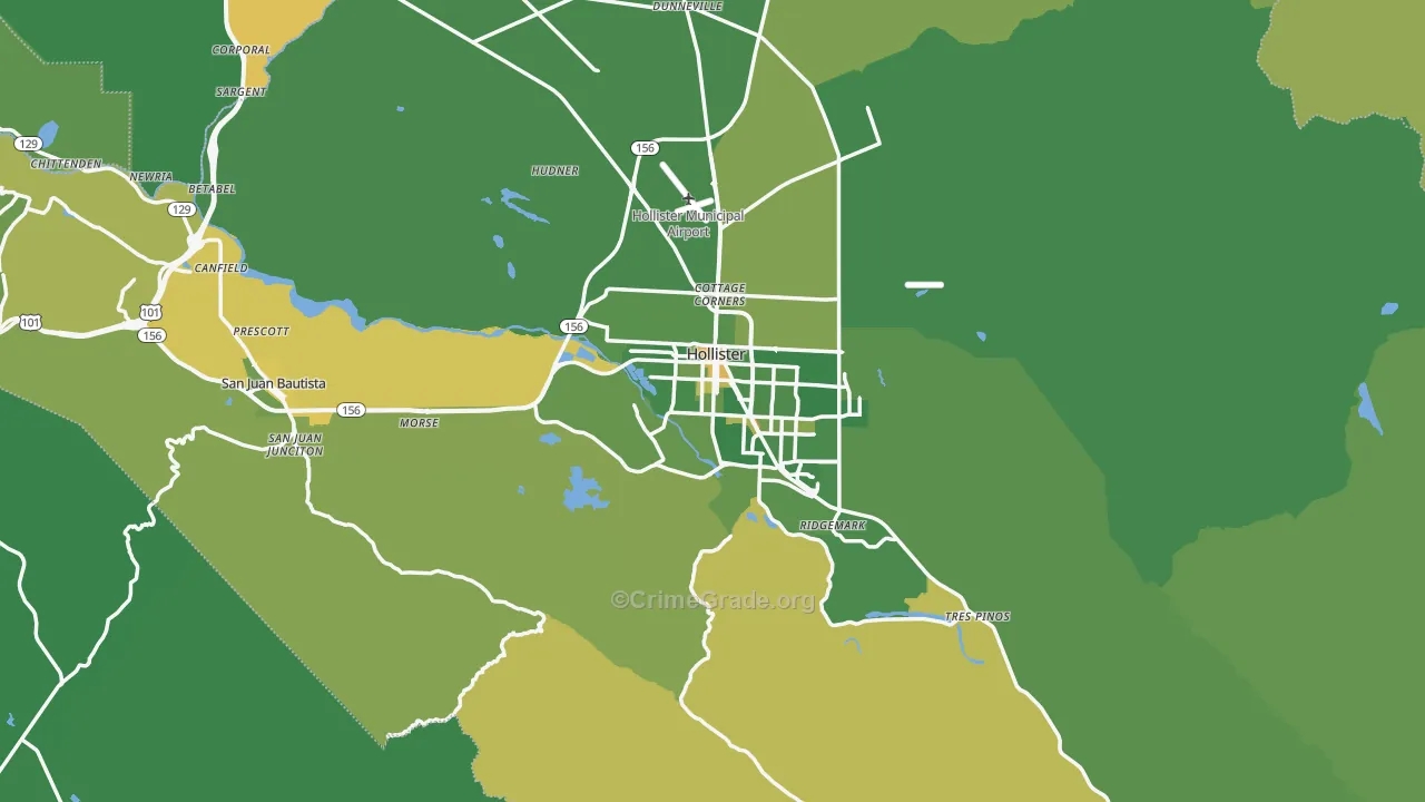 San Benito County, CA Map of Vehicle Theft Rates