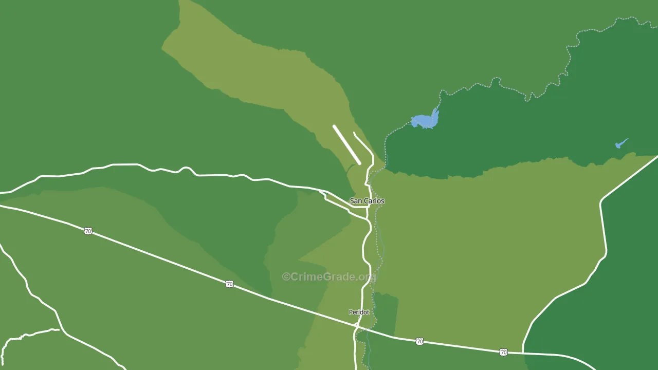 San Carlos, AZ Map of Vehicle Theft Rates